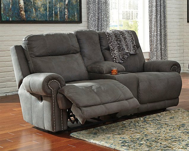 Austere Reclining Loveseat with Console - Factory Furniture Outlet Store