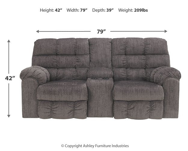 Acieona Reclining Loveseat with Console - Factory Furniture Outlet Store