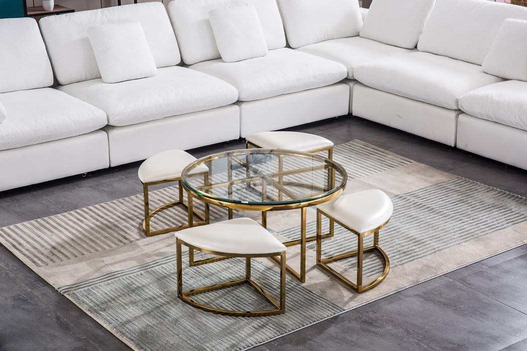 CT1029G COFFEE TABLE WITH 4 STOOLS
