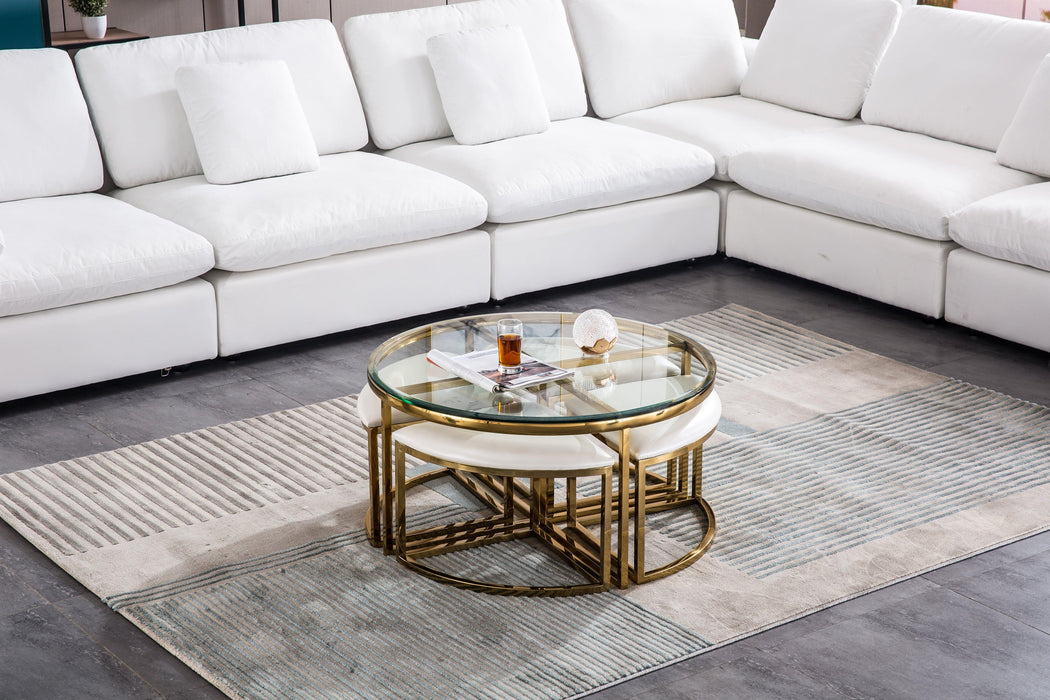 CT1029G COFFEE TABLE WITH 4 STOOLS