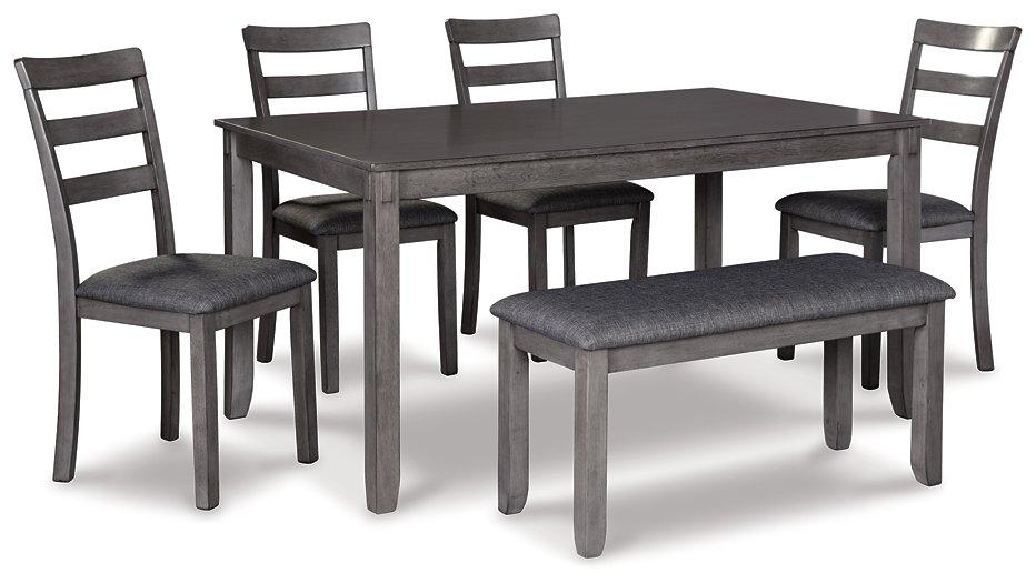 Bridson Dining Table and Chairs with Bench (Set of 6) - Factory Furniture Outlet Store
