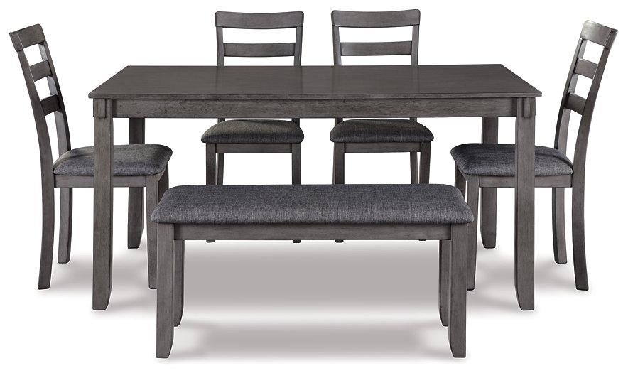 Bridson Dining Table and Chairs with Bench (Set of 6) - Factory Furniture Outlet Store