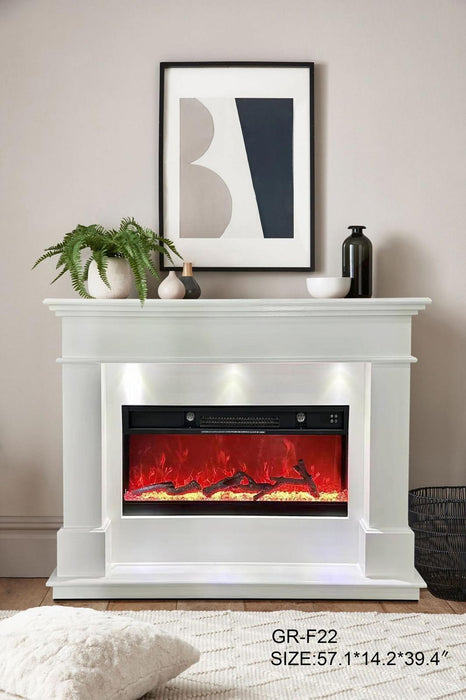 GR- WHITE LED FIREPLACE TV STAND