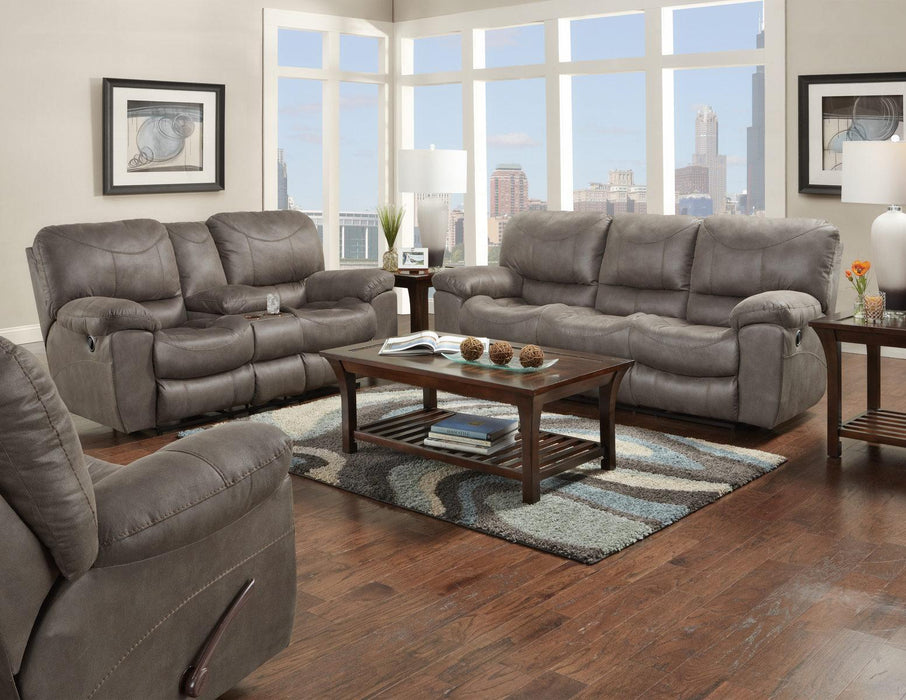 Catnapper Furniture Trent Power Reclining Console Loveseat w/ Storage & Cupholders in Charcoal