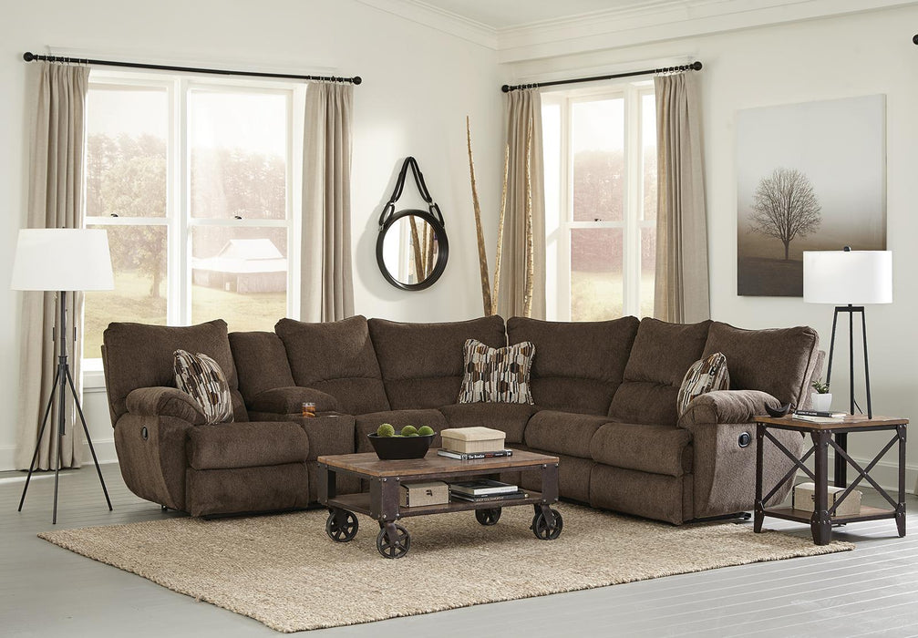 Catnapper Elliott 2pc Lay Flat Reclining Sectional in Chocolate - Factory Furniture Outlet Store
