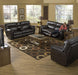 Catnapper Nolan Extra Wide Reclining Console Loveseat w/ Storage & Cupholder in Godiva - Factory Furniture Outlet Store
