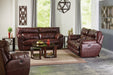 Catnapper Milan Lay Flat Reclining Console Loveseat in Walnut 4349 - Factory Furniture Outlet Store