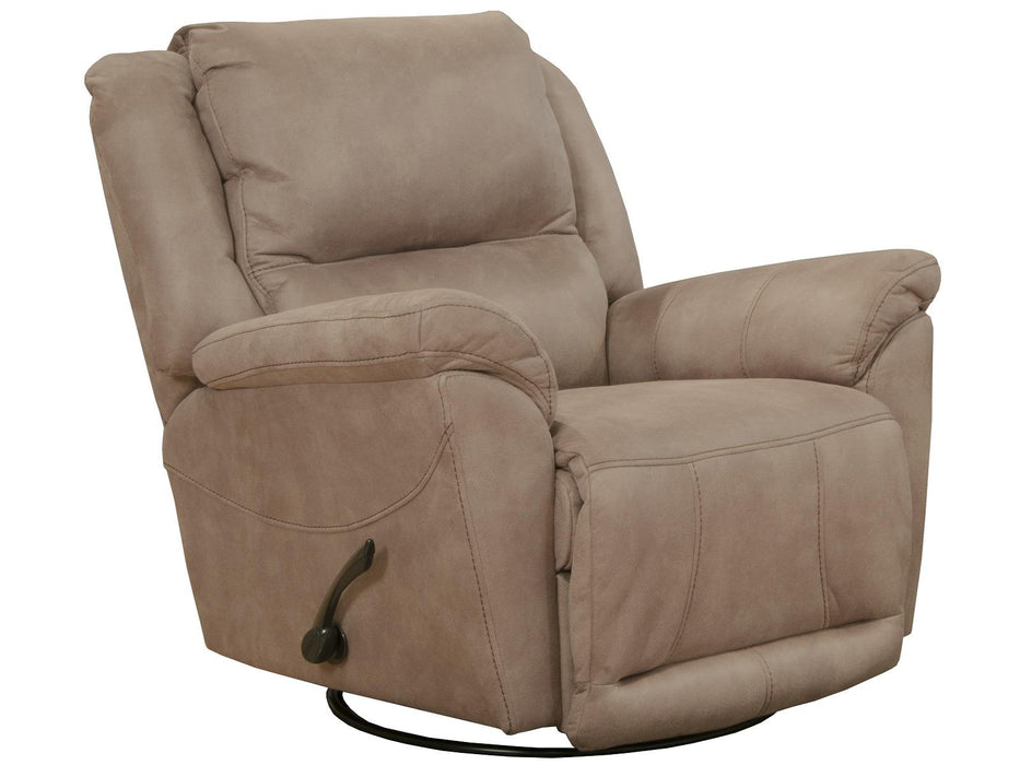 Catnapper Furniture Cole Chaise Swivel Glider Recliner in Camel - Factory Furniture Outlet Store