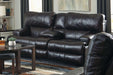Catnapper Wembley Lay Flat Reclining Console Loveseat in Chocolate - Factory Furniture Outlet Store