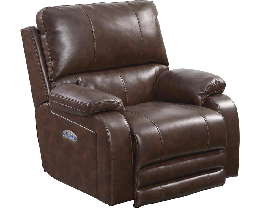 Catnapper Thornton Power Headrest/Power Lay Flat Recliner in Java - Factory Furniture Outlet Store