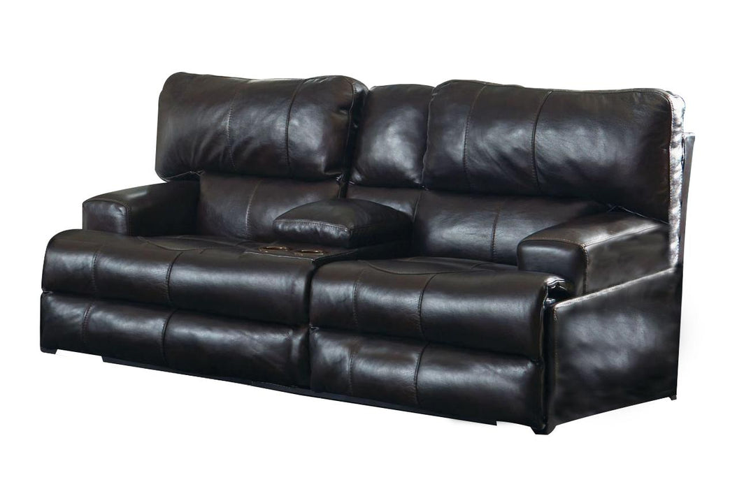 Catnapper Wembley Lay Flat Reclining Console Loveseat in Chocolate