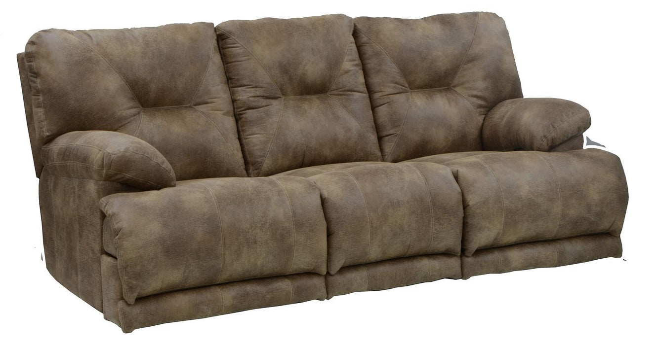 Catnapper Voyager Lay Flat Reclining Sofa with Drop Down Table in Brandy