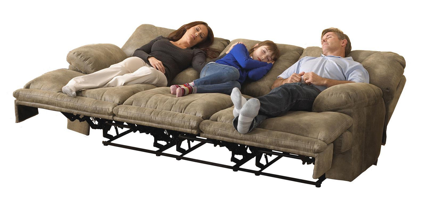 Catnapper Voyager Power Lay Flat Reclining Sofa with Drop Down Table in Brandy