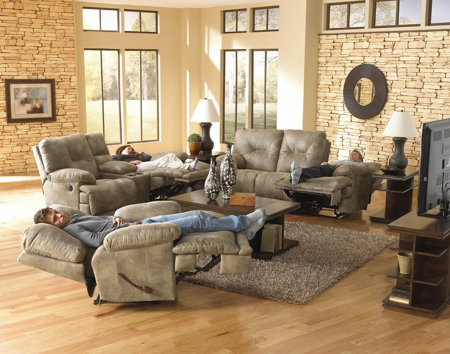 Catnapper Voyager Power Lay Flat Reclining Console Loveseat in Brandy - Factory Furniture Outlet Store