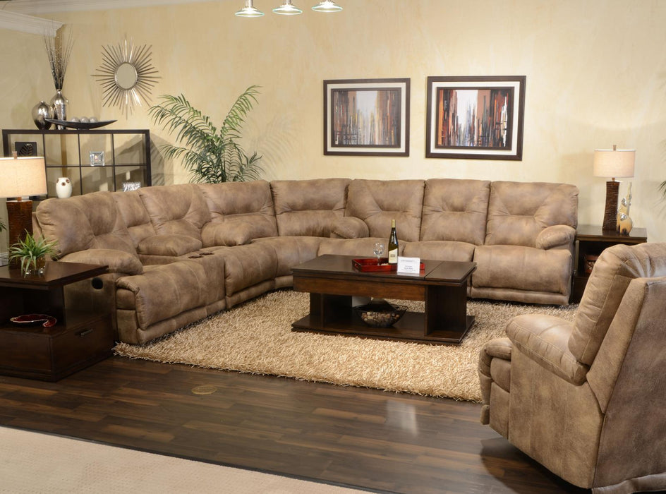 Catnapper Voyager Lay Flat Reclining Console Loveseat in Brandy Off - Factory Furniture Outlet Store