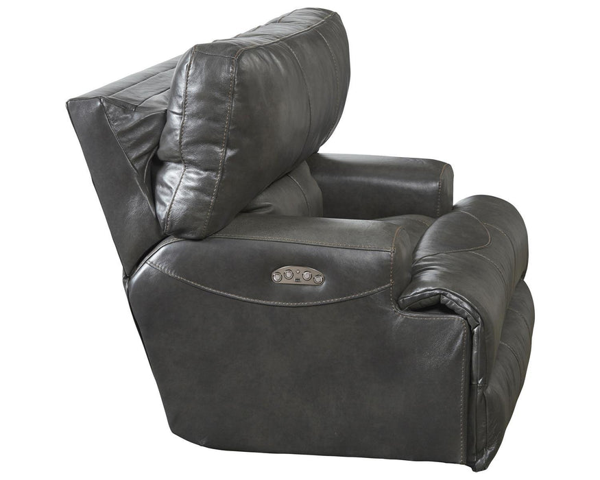Catnapper Wembley Power Headrest Lay Flat Recliner in Steel - Factory Furniture Outlet Store