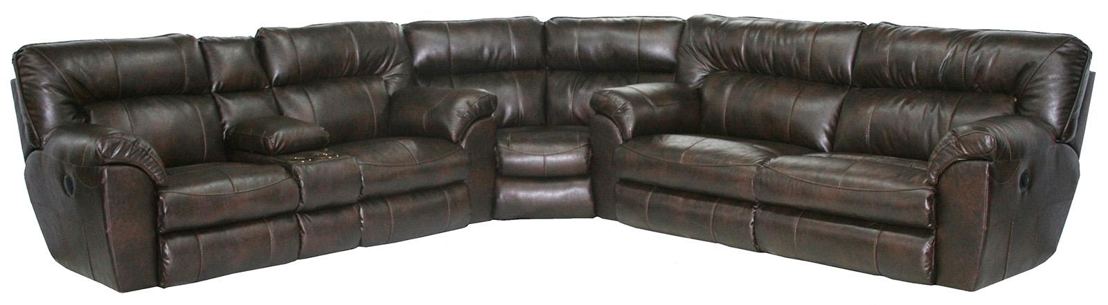 Catnapper Nolan Extra Wide Reclining Console Loveseat w/ Storage & Cupholder in Godiva