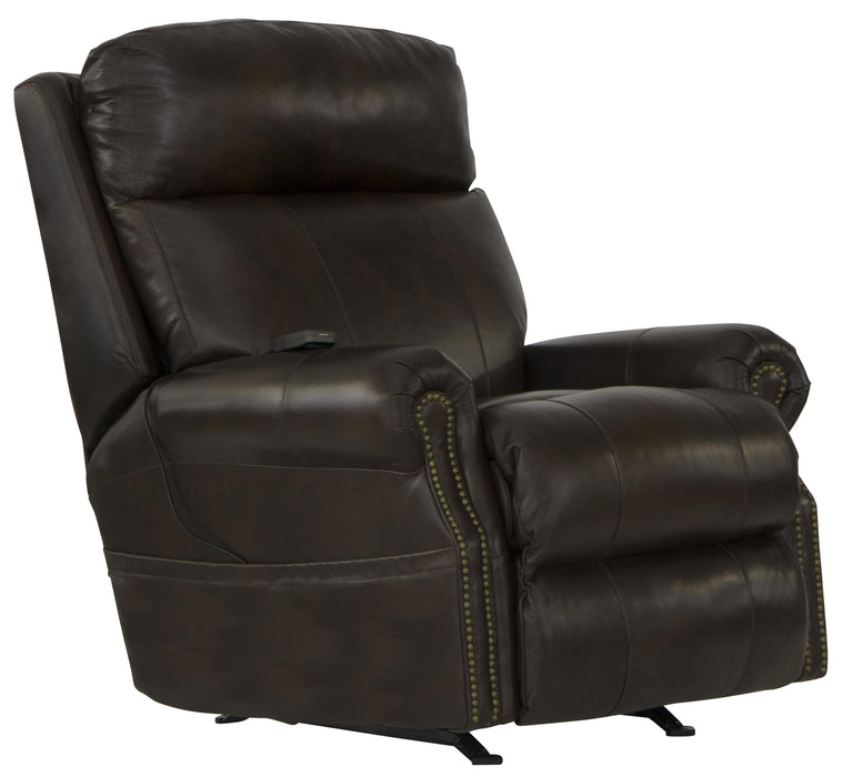 Vito Leather Power Rocker Recliner with Power Adjustable Headrest and Lumbar and CR3 Therapeutic Massage