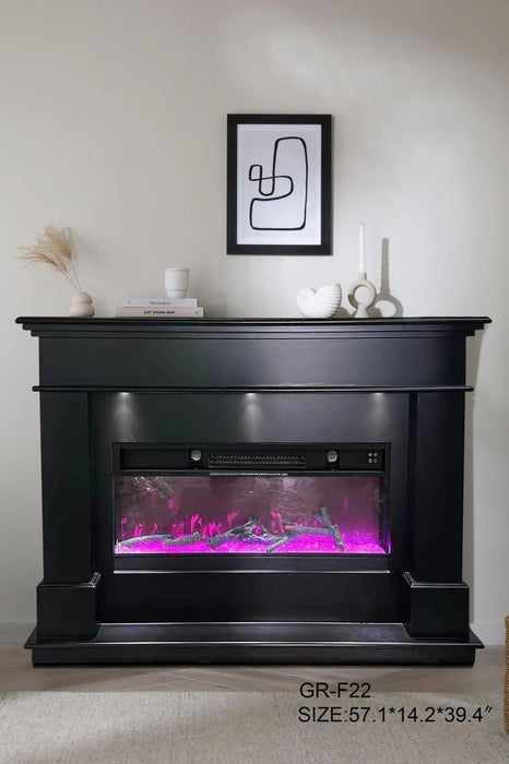 GR- WHITE LED FIREPLACE TV STAND