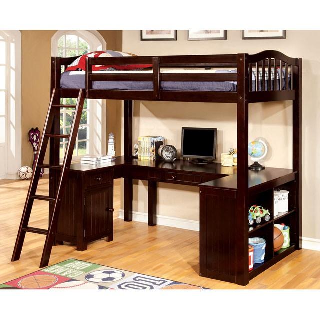 DUTTON Dark Walnut Twin Loft Bed w/ Workstation image