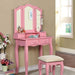 Janelle Pink Vanity w/ Stool image