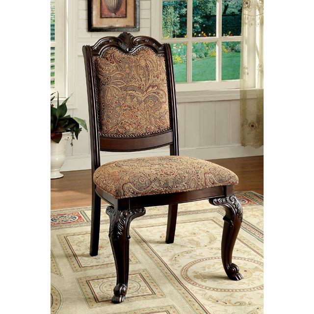 BELLAGIO Brown Cherry/Pattern Fabric Side Chair (2/CTN)