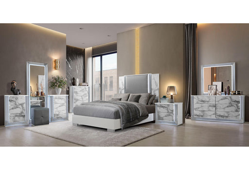 YLIME WHITE MARBLE QUEEN BED GROUP WITH VANITY SET image