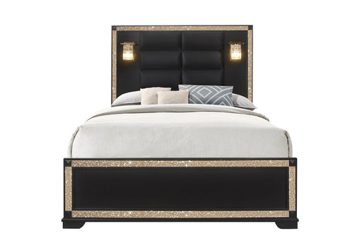 BLAKE BLACK QUEEN BED WITH LAMPS image