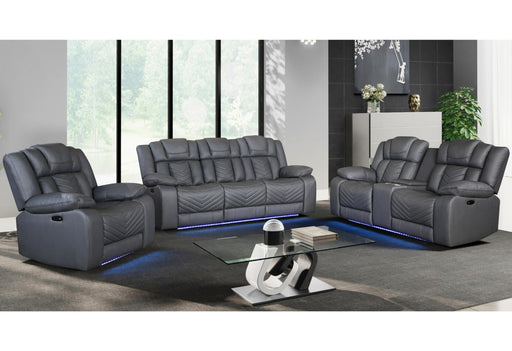 U7068 GREY 10 POWER RECLINING SOFA/POWER CONSOLE RECLINING LOVESEAT WITH LED image