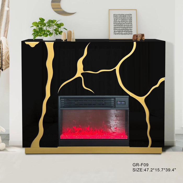 GR-EMBER GOLD TV STAND WITH FIREPLACE