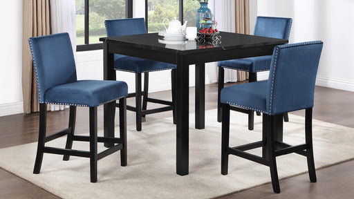 Baines DINING TABLE W/ 4 BLUE VELVET CHAIRS - D206-RYB-5 image