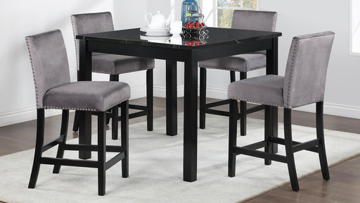 Baines DINING TABLE W/ 4 GRAY VELVET CHAIRS - D206-GRY-5 image