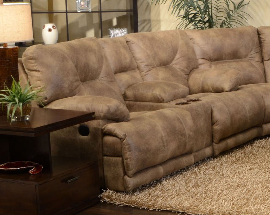 Catnapper Voyager Lay Flat Reclining Console Loveseat in Brandy Off image