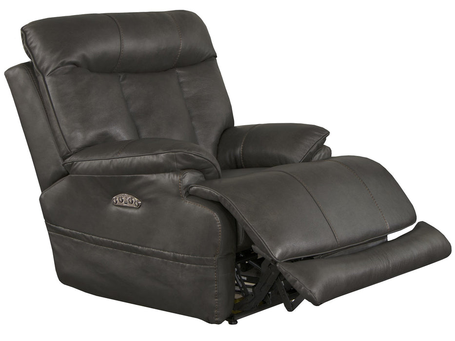 Catnapper Furniture Naples Power Headrest with Lumbar Power Lay Flat Recliner with Extended Ottoman in Steel image